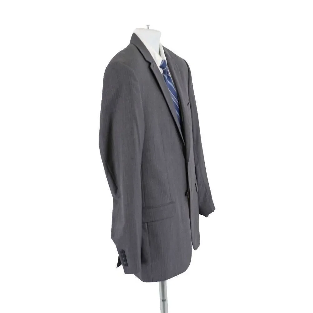 Joseph Jos A Bank Wool Gray Striped 2 Piece Suit 40R / Slim 42R 38/30 Flat Front